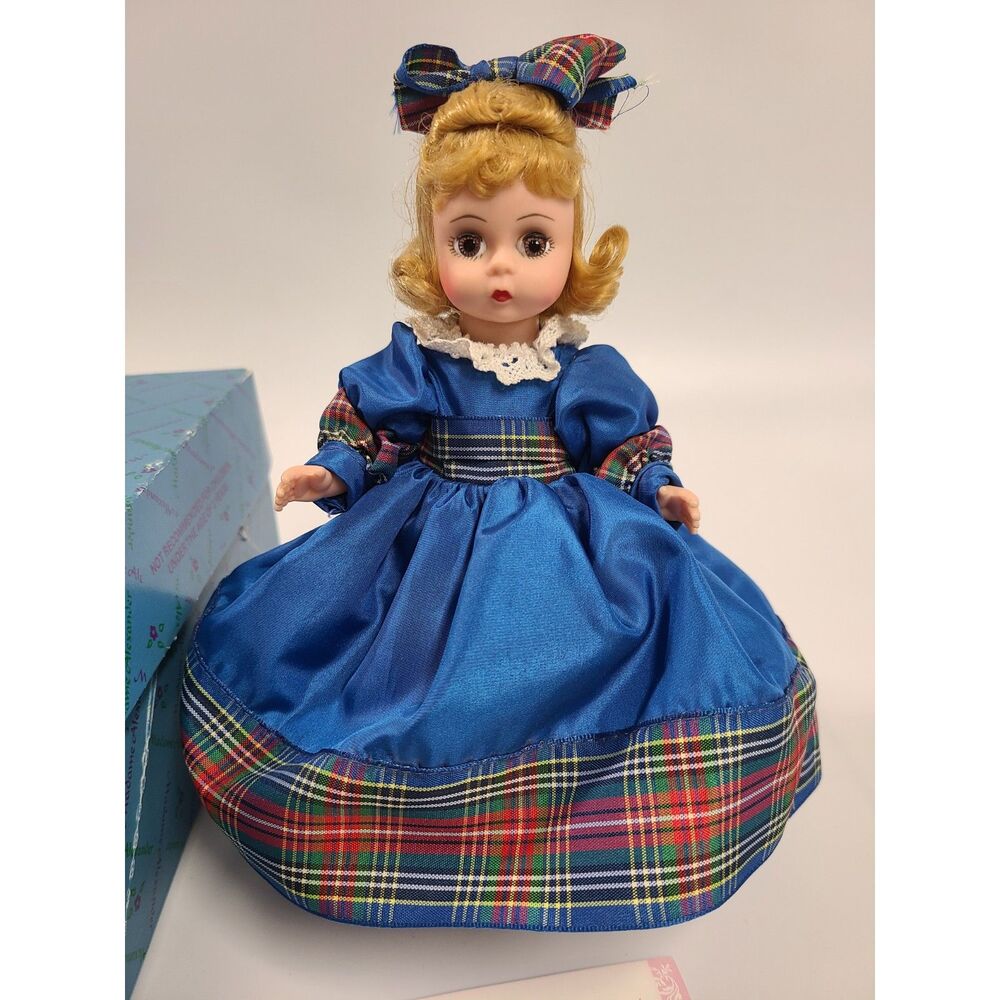 Vtg Madame Alexander 8" Storyland Doll Little Women "Amy" 14526 Blue Tartan Gown